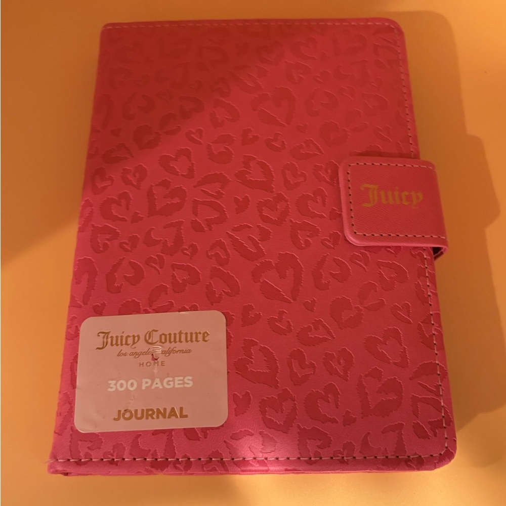 Juicy Couture Hot Pink Heart-Pattern Notebook with Snap Closure